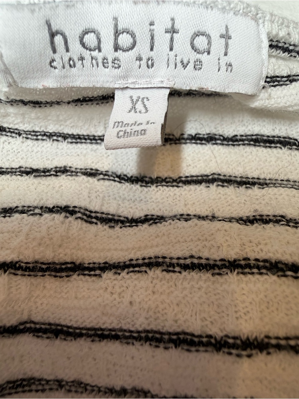 Habitat Cream and Black Striped Knit Shirt with wooden buttons - Picture 2 of 4